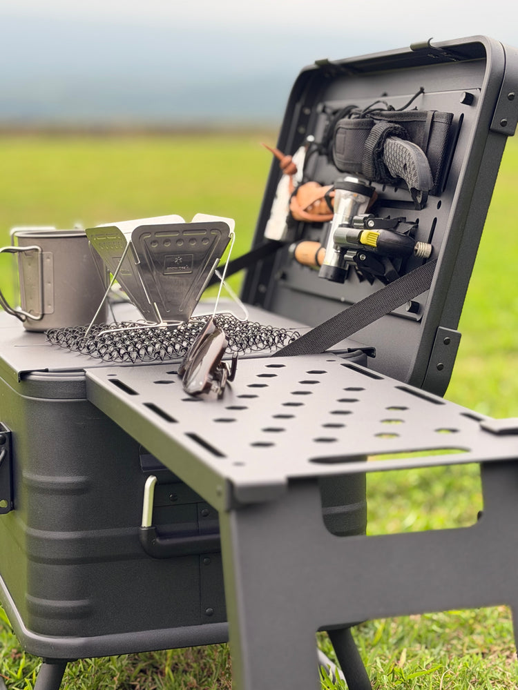 "WAITER-U CONTAINER" Aluminum Container Camp Storage Box Table Outdoor