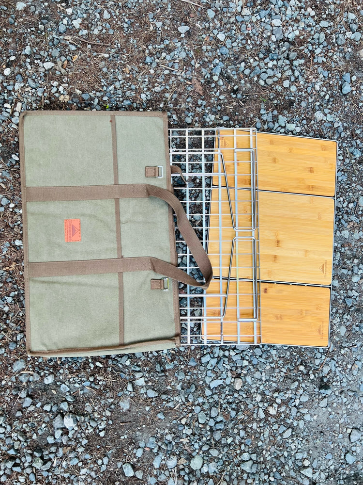 Camping moon グリルテーブル フィールドラック収納バッグ付き IGT用竹製天板フルセットCK-2+P25